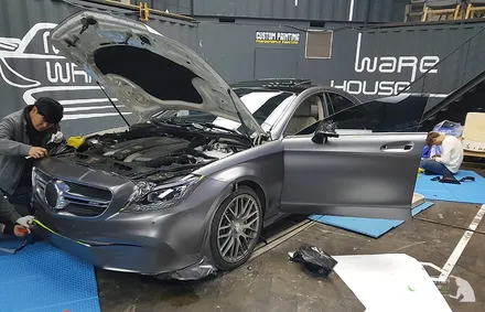 수원랩핑 벤츠cls 63 amg 사틴다크그레이 전체랩핑 시공 <극한직업 마스터랩> / 수원 인계동