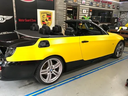 bmw e93 328 컨버터블 반무광랩핑 사틴옐로우 전체랩핑시공 부천랩핑 / 부천 상이로