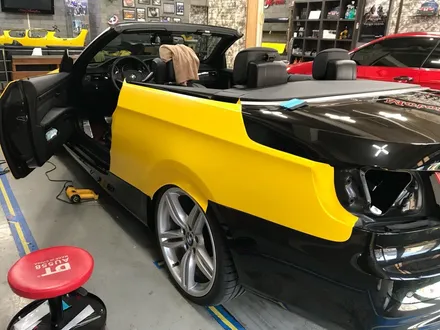 bmw e93 328 컨버터블 반무광랩핑 사틴옐로우 전체랩핑시공 부천랩핑 / 부천 상이로