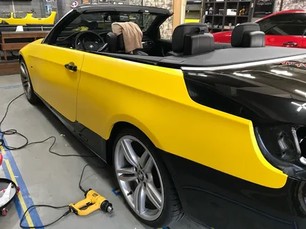 bmw e93 328 컨버터블 반무광랩핑 사틴옐로우 전체랩핑시공 부천랩핑 / 부천 상이로