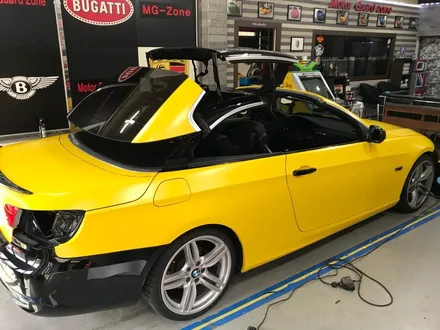 bmw e93 328 컨버터블 반무광랩핑 사틴옐로우 전체랩핑시공 부천랩핑 / 부천 상이로