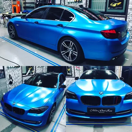 부천랩핑 bmw f10 528i 사틴오션블루 래핑 5시리즈 반무광 블루 전체래핑 / 부천 상이로
