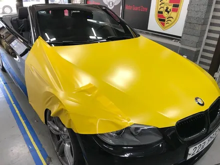 bmw e93 328 컨버터블 반무광랩핑 사틴옐로우 전체랩핑시공 부천랩핑 / 부천 상이로