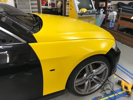 bmw e93 328 컨버터블 반무광랩핑 사틴옐로우 전체랩핑시공 부천랩핑 / 부천 상이로