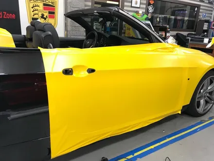 bmw e93 328 컨버터블 반무광랩핑 사틴옐로우 전체랩핑시공 부천랩핑 / 부천 상이로