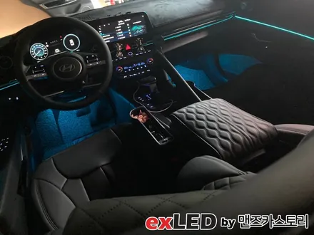 아반떼 CN7 순정 연동 엠비언트 시공으로 이질감 없는 실내 무드등을 도전해보세요! / 안산,시흥,화성