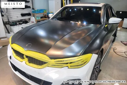 BMW320i 랩핑 에이버리 사틴블랙락그레이 전체시공 / 성남시 중원구 여수동