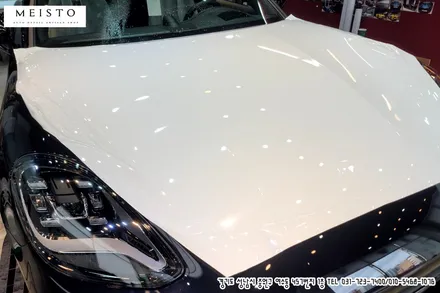 포르쉐 파나메라4 하이브리드 랩핑 고광택 LB 화이트유광 필름 시공 / 성남시 중원구 여수동