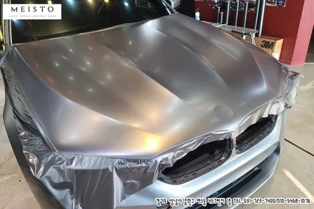BMW M5랩핑 3M 사틴다크그레이 전체 및 블랙유광 포인트 시공 / 성남시 중원구 여수동
