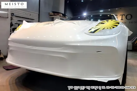 포르쉐 파나메라4 하이브리드 랩핑 고광택 LB 화이트유광 필름 시공 / 성남시 중원구 여수동