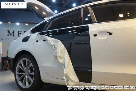 아우디A5 sport 랩핑제거 후 사틴화이트알루미늄 전체랩핑 / 성남시 중원구 여수동