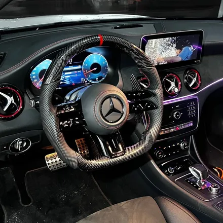 울산 벤츠 C117 CLA45 AMG 실내 튜닝, 카본 잠자리 핸들·신형 디지털 계기판 튜닝·10.25인치 안드로이드 올인원 (미스터커스텀) / 부산 해운대