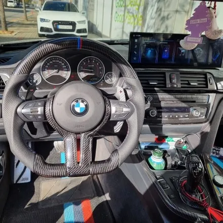 부산 BMW F30 328i 카본M핸들 15인치 안드로이드올인원 시공 미스터커스텀 / 전남 여수