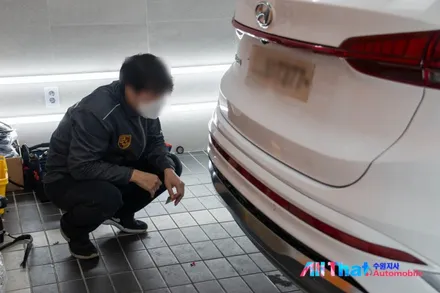 더뉴싼타페 그릴망,사이드스텝까지 신차패키지 시공 [올댓오토모빌수원] / 수원시 오목천동