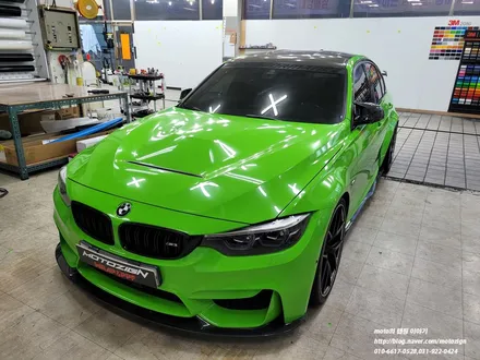 일산랩핑 BMW M3 유광그린 색상으로 전체랩핑과 그래핀유리막코팅 작업완료 [일산 파주 운정 고양 김포 PPF 랩핑 전문샾 모토자인] / 고양, 일산, 김포, 파주