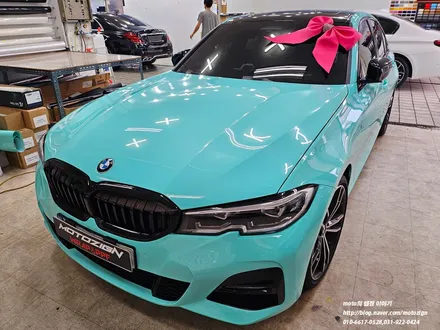 BMW320i 민트 전체랩핑 블랙PPF루프스킨 / 고양, 일산, 김포, 파주