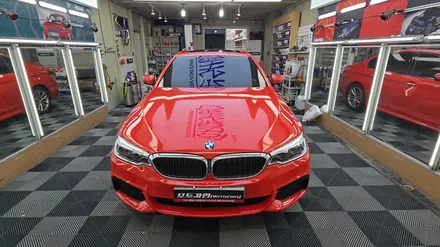 BMW 520D에 프라임레드로 랩핑을 하며... / 고양 일산서구