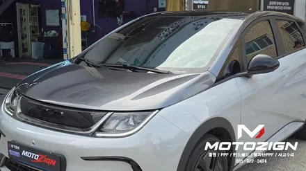 일산 BYD 돌핀 투톤랩핑｜본넷·필러라인·루프스킨·스포일러 다크그레이 & 블랙 휠랩핑 / 고양 일산서구