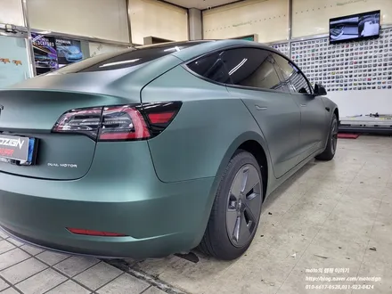 테슬라모델3 [3M] M206 - Matte Pine Green Metallic, 2080 무광 파인그린 메탈릭 전체랩핑[일산 파주 운정 고양 김포 PPF 랩핑 전문점 모토자인] / 고양, 일산, 김포, 파주