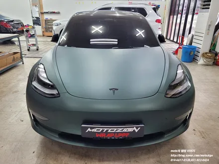 테슬라모델3 [3M] M206 - Matte Pine Green Metallic, 2080 무광 파인그린 메탈릭 전체랩핑[일산 파주 운정 고양 김포 PPF 랩핑 전문점 모토자인] / 고양, 일산, 김포, 파주