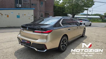 일산 BMW i7 PPF 시공｜본넷·전휀더 보호PPF와 하단 듀오톤 랩핑으로 완성한 고급스러운 변화 모토자인 / 고양 일산서구
