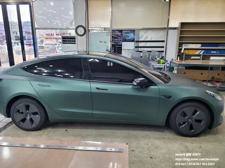 테슬라모델3 [3M] M206 - Matte Pine Green Metallic, 2080 무광 파인그린 메탈릭 전체랩핑[일산 파주 운정 고양 김포 PPF 랩핑 전문점 모토자인] / 고양, 일산, 김포, 파주