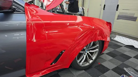 BMW 520D에 프라임레드로 랩핑을 하며... / 고양 일산서구
