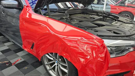 BMW 520D에 프라임레드로 랩핑을 하며... / 고양 일산서구