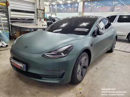 테슬라모델3 [3M] M206 - Matte Pine Green Metallic, 2080 무광 파인그린 메탈릭 전체랩핑[일산 파주 운정 고양 김포 PPF 랩핑 전문점 모토자인] / 고양, 일산, 김포, 파주