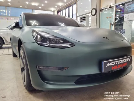 테슬라모델3 [3M] M206 - Matte Pine Green Metallic, 2080 무광 파인그린 메탈릭 전체랩핑[일산 파주 운정 고양 김포 PPF 랩핑 전문점 모토자인] / 고양, 일산, 김포, 파주