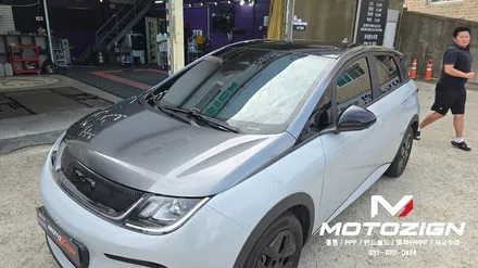 일산 BYD 돌핀 투톤랩핑｜본넷·필러라인·루프스킨·스포일러 다크그레이 & 블랙 휠랩핑 / 고양 일산서구