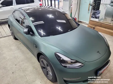 테슬라모델3 [3M] M206 - Matte Pine Green Metallic, 2080 무광 파인그린 메탈릭 전체랩핑[일산 파주 운정 고양 김포 PPF 랩핑 전문점 모토자인] / 고양, 일산, 김포, 파주