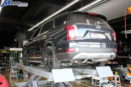 [현대 SUV 팰리세이드 3.8 가솔린 HTRAC 순정형 듀얼배기 JSR퍼포먼스 티탄룩 사각팁 + G70 스팅어 순정 브렘보 4P 브레이크]번웨이퍼포먼스 경량디스크로터/티탄팁/부산 / 부산 기장군