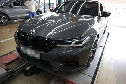 [BMW F90 M5 컴페티션] 3D 타입 카본 리어 디퓨져 + 컴페티션 타입 카본 스포일러 + 스플리터 + JSR퍼포먼스 카본 배기팁 + 카본 휀다 가니쉬 장착 무브모터스 / 부산 기장군