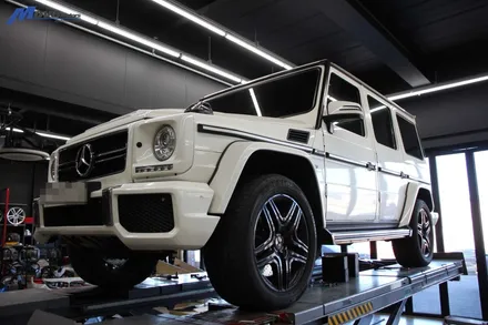[벤츠 G바겐 G63 AMG] 본넷 후드 장착 + AMG배기 + 번웨이 브레이크 디스크 경량 로터 교체 / 부산 수입차 자동차 정비 튜닝 / 수입차 가성비 브레이크 / 부산 기장군