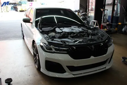 [BMW G30 M550i LCI] 타원형 카본 듀얼 머플러팁 M5 디퓨져 + 그릴 사이드립 장착 / 부산 기장군