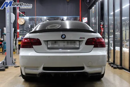 [BMW E92 M3 하만 타입 카본 리어 디퓨져]리어 립/수입차 카본파츠/볼스테이너/아크라포빅/카본패턴/리얼카본 랩핑/롱타입/카본스포일러/립스포일러/장착판매 부산 정관 무브모터스 / 부산 기장군