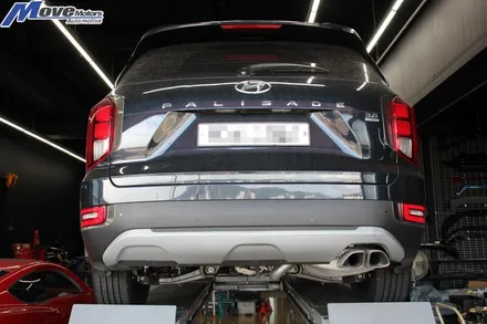 [현대 SUV 팰리세이드 3.8 가솔린 HTRAC 순정형 듀얼배기 JSR퍼포먼스 티탄룩 사각팁 + G70 스팅어 순정 브렘보 4P 브레이크]번웨이퍼포먼스 경량디스크로터/티탄팁/부산 / 부산 기장군