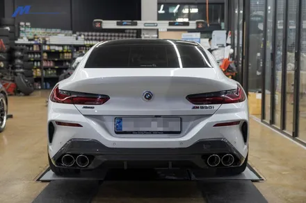 [BMW G16 M850i 그란쿠페] JSR퍼포먼스 100파이 실버 원형 듀얼 머플러팁 장착 / 부산 기장군