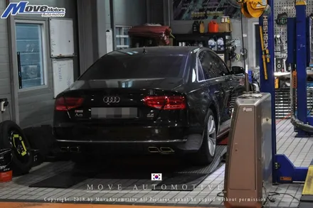 [아우디 A8 V8 4.2 FSI 커스텀 듀얼배기 튜닝]듀얼 사각팁/JSR퍼포먼스/AMG팁/A8 배기튜닝/8기통 배기음/아우디 A8배기음/부산 머플러튜닝샵/사각팁/무브모터스 / 부산 기장군