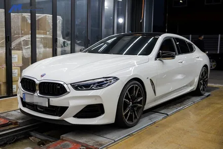 [BMW G16 M850i 그란쿠페] JSR퍼포먼스 100파이 실버 원형 듀얼 머플러팁 장착 / 부산 기장군