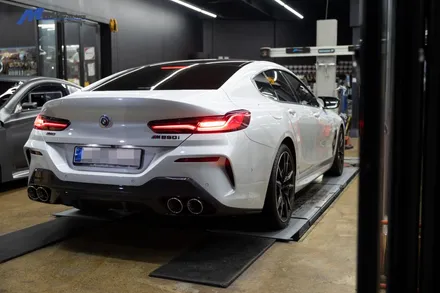 [BMW G16 M850i 그란쿠페] JSR퍼포먼스 100파이 실버 원형 듀얼 머플러팁 장착 / 부산 기장군