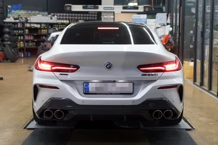[BMW G16 M850i 그란쿠페] JSR퍼포먼스 100파이 실버 원형 듀얼 머플러팁 장착 / 부산 기장군