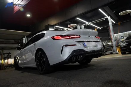 [BMW G16 M850i 그란쿠페] JSR퍼포먼스 100파이 실버 원형 듀얼 머플러팁 장착 / 부산 기장군