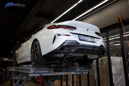 [BMW G16 M850i 그란쿠페] JSR퍼포먼스 100파이 실버 원형 듀얼 머플러팁 장착 / 부산 기장군