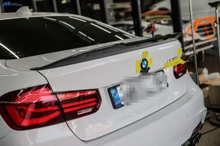 [BMW F30 330i] 부산 M퍼포먼스 풀카본 프론트립 디퓨져 장착 + 아우라에스 ARP 가변 듀얼배기 + BMW M4 컴페티션 19인치 휠 + PSM 카본 리어 스포일러 장착 / 부산 기장군