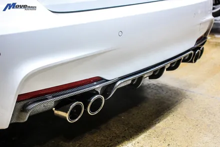 [BMW F30 330i] 아우라에스 ARP 가변 듀얼 배기 튜닝 + 카본 수전사 M퍼포먼스 듀얼 디퓨져 / 부산 BMW ARP가변배기 튜닝샵 / 부산 배기 구조변경 무브모터스 / 부산 기장군