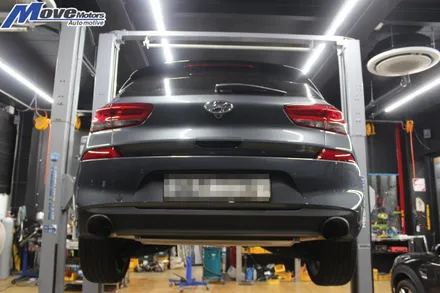 [현대 i30 pd JSR퍼포먼스 114파이 싱글팁 장착]듀얼라인/대구경팁/127파이팁/I30 PD 114파이 듀얼 머플러 튜닝/부산 JSR 배기팁 장착/부산 배기튜닝 무브모터스 / 부산 기장군