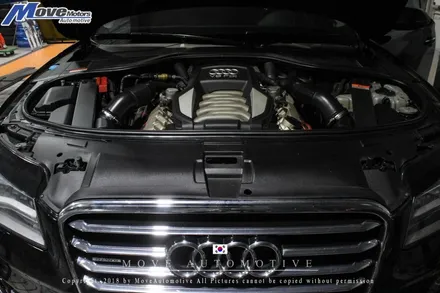 [아우디 A8 V8 4.2 FSI 커스텀 듀얼배기 튜닝]듀얼 사각팁/JSR퍼포먼스/AMG팁/A8 배기튜닝/8기통 배기음/아우디 A8배기음/부산 머플러튜닝샵/사각팁/무브모터스 / 부산 기장군