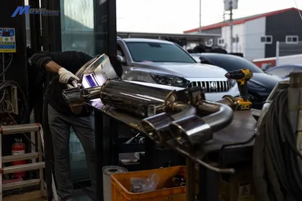 [BMW G16 M850i 그란쿠페] JSR퍼포먼스 100파이 실버 원형 듀얼 머플러팁 장착 / 부산 기장군